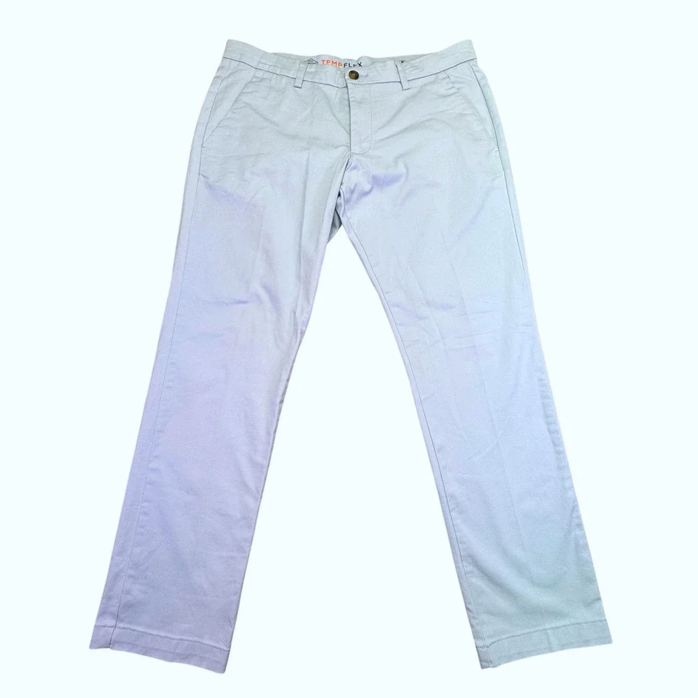 St John's Bay Pants Men's 34x30 Tempflex Chino Light‎ Blue Stretch Flat Front